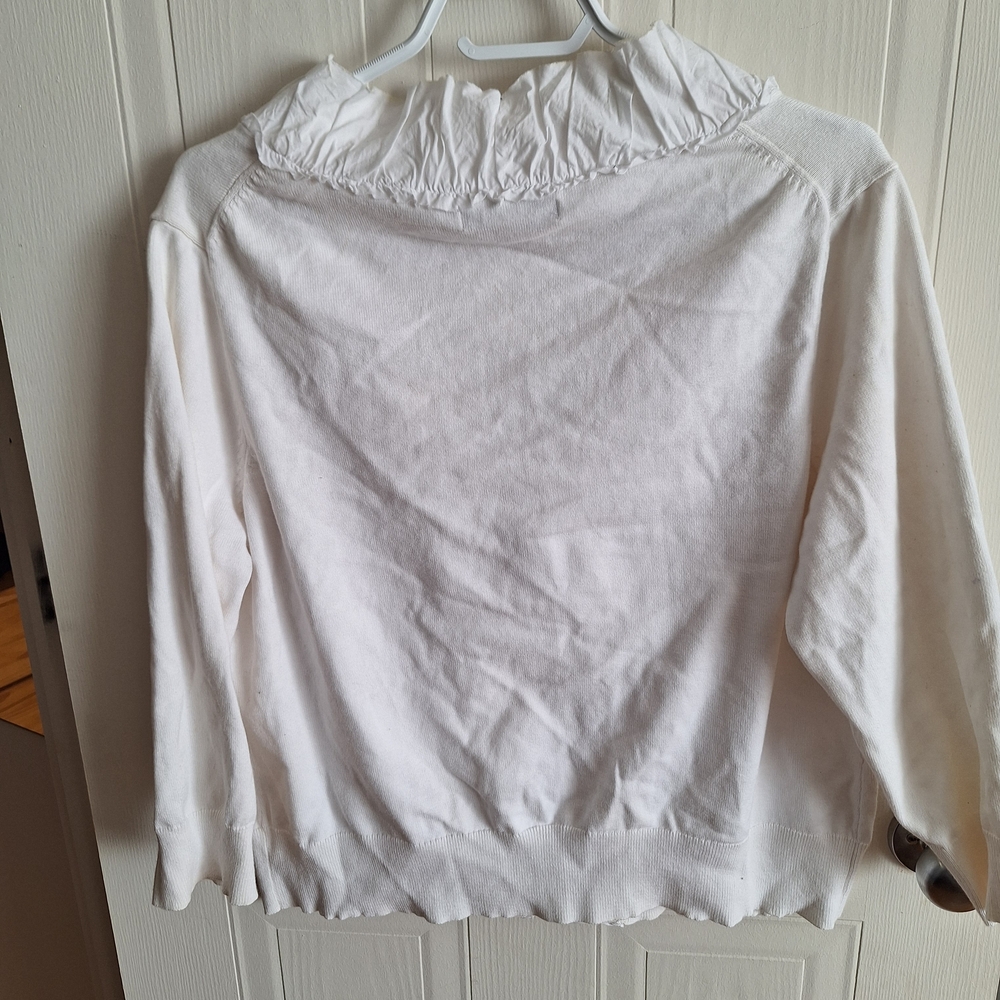 White Ruffled Women's Top - Picture 2 of 5
